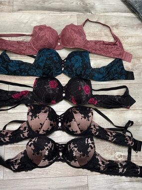 Lot of Torrid Curve Women’s Lace Push-Up Bra - Pink, Teal, Black Floral Options